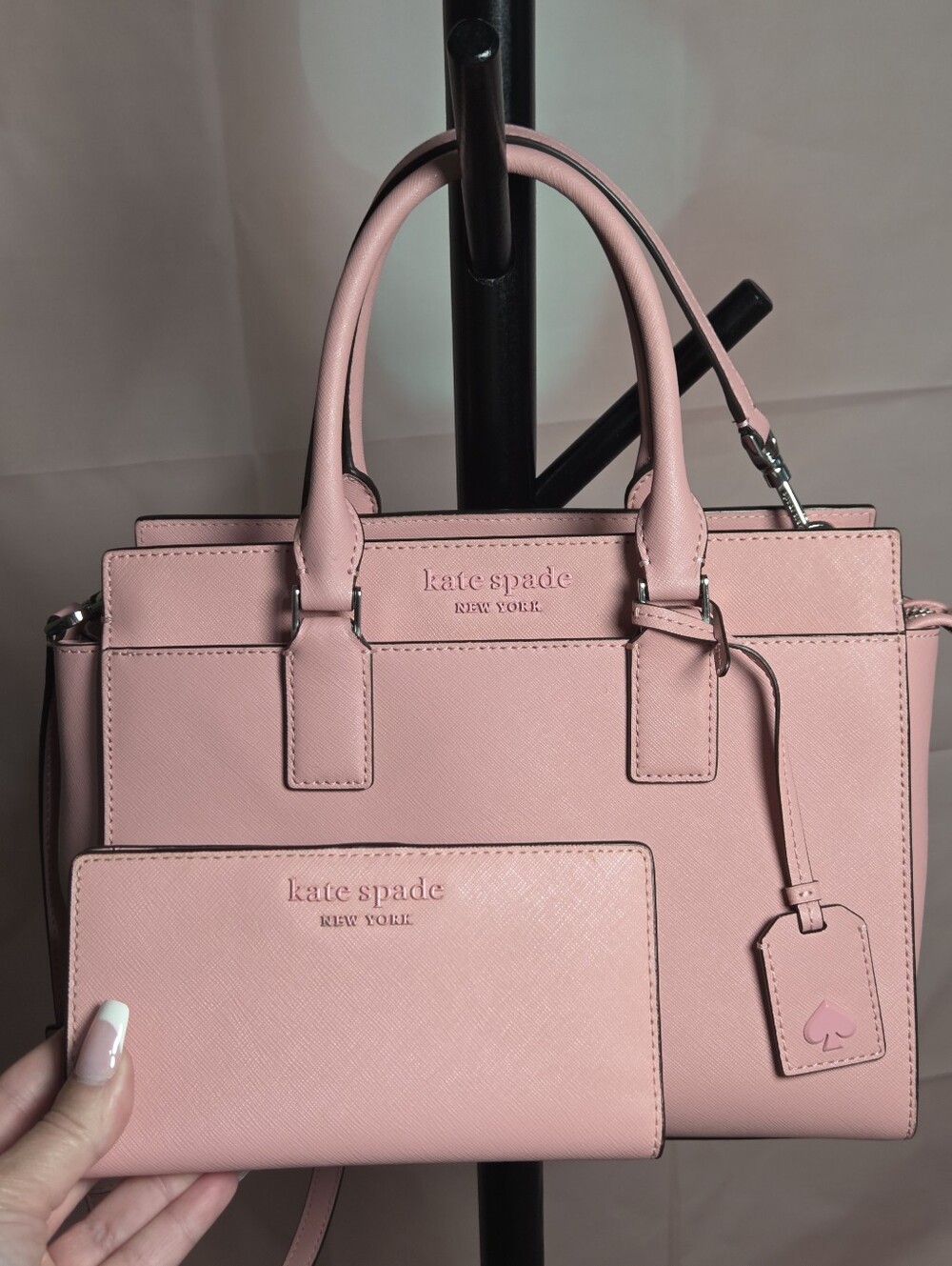 kate spade Pink Satchel with Matching Wallet And Crossbody Strap
